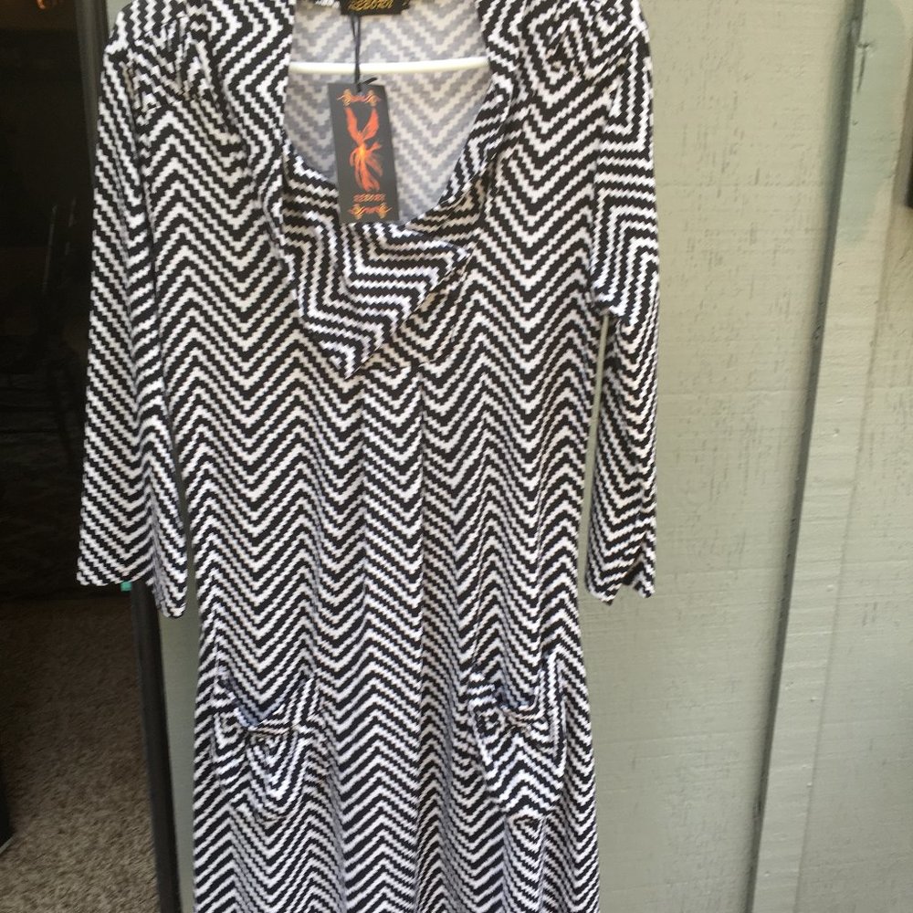 REBORN pockets black midi dress L NWT